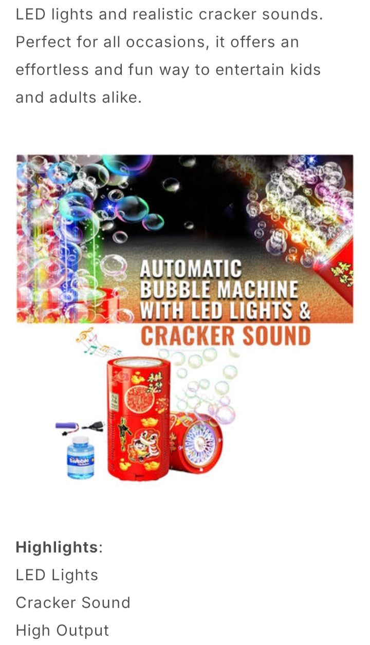 Rechargeable Bubble Machine for Kids – Automatic Bubble Maker with Music & LED Lights, Gift for Birthdays & Parties