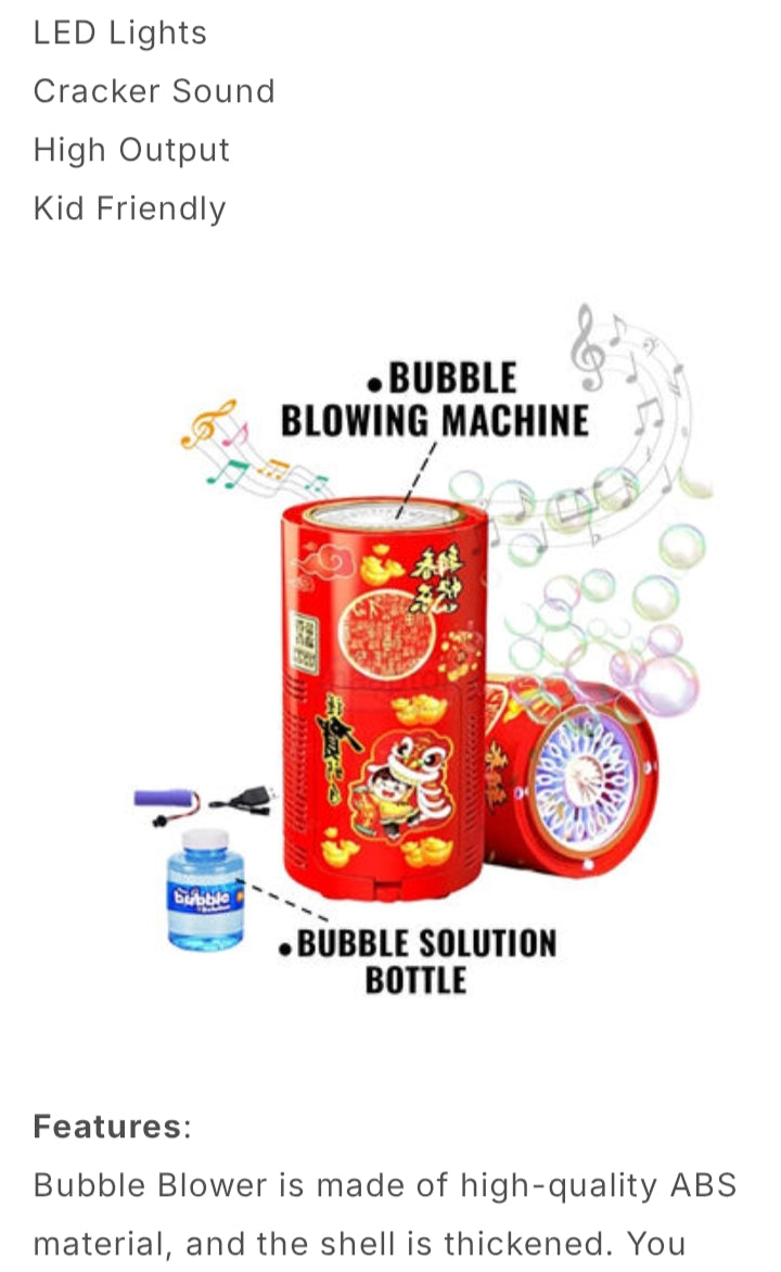 Rechargeable Bubble Machine for Kids – Automatic Bubble Maker with Music & LED Lights, Gift for Birthdays & Parties